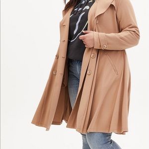 Double-breasted swing trench coat